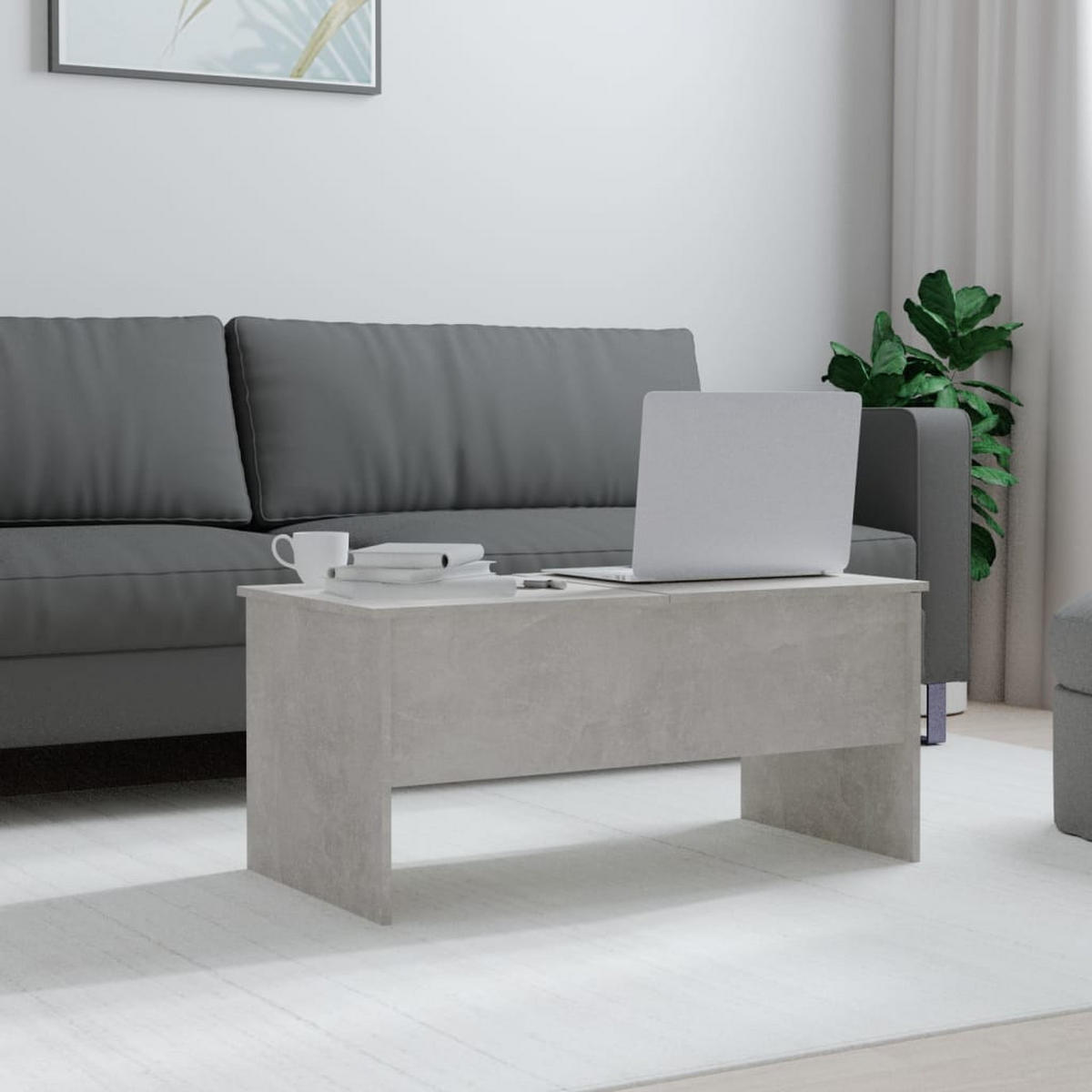 COUCHTISCH Betongrau 102x50,5x46,5 cm Holzwerkstoff - Grau, Holzwerkstoff (102/50.5/46.5cm) - furnicato