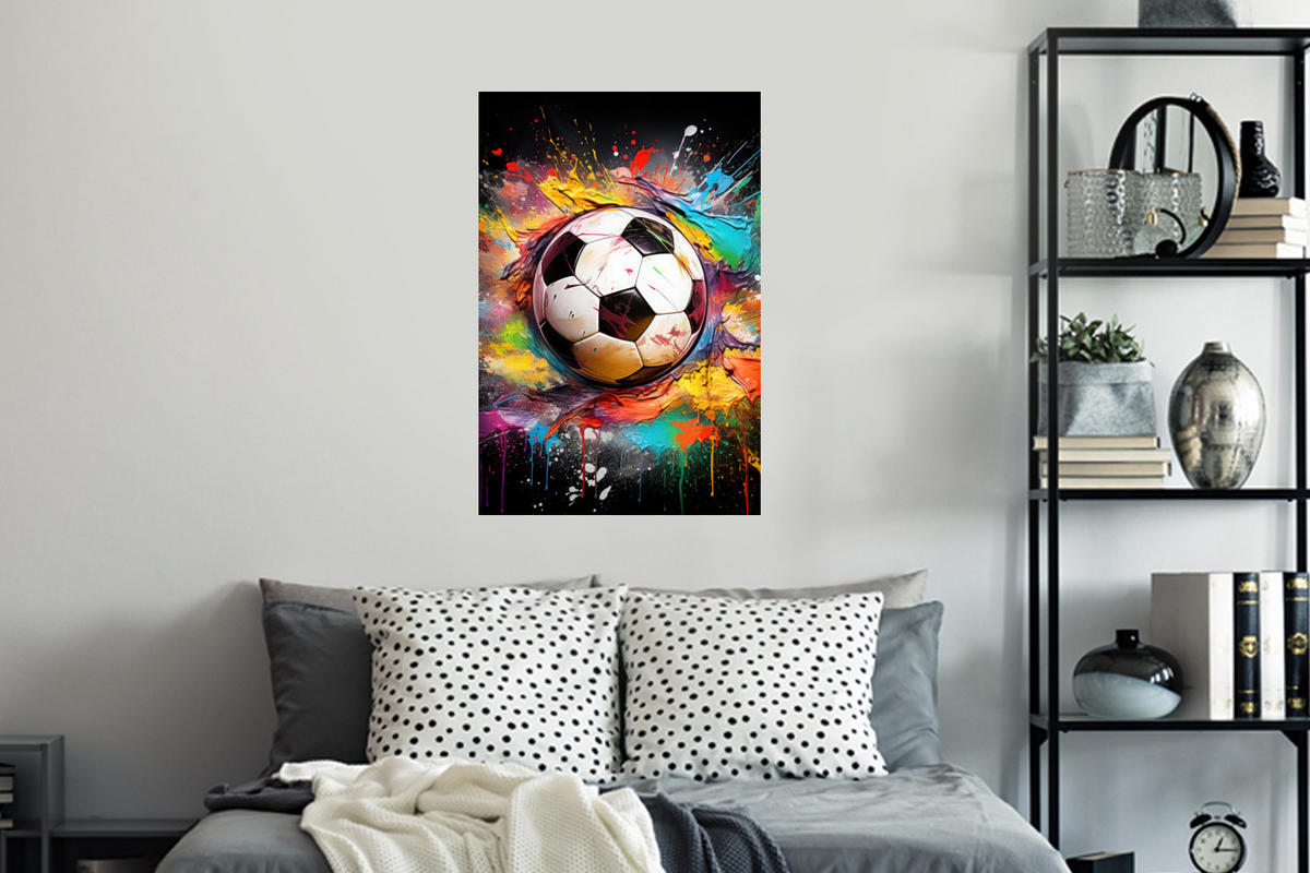 WANDTATTOO Fußball - Farbe - Farben - Schwarz - Weiß 40x60 cm - Weiß, Kunststoff (40/60/0.1cm) - MuchoWow