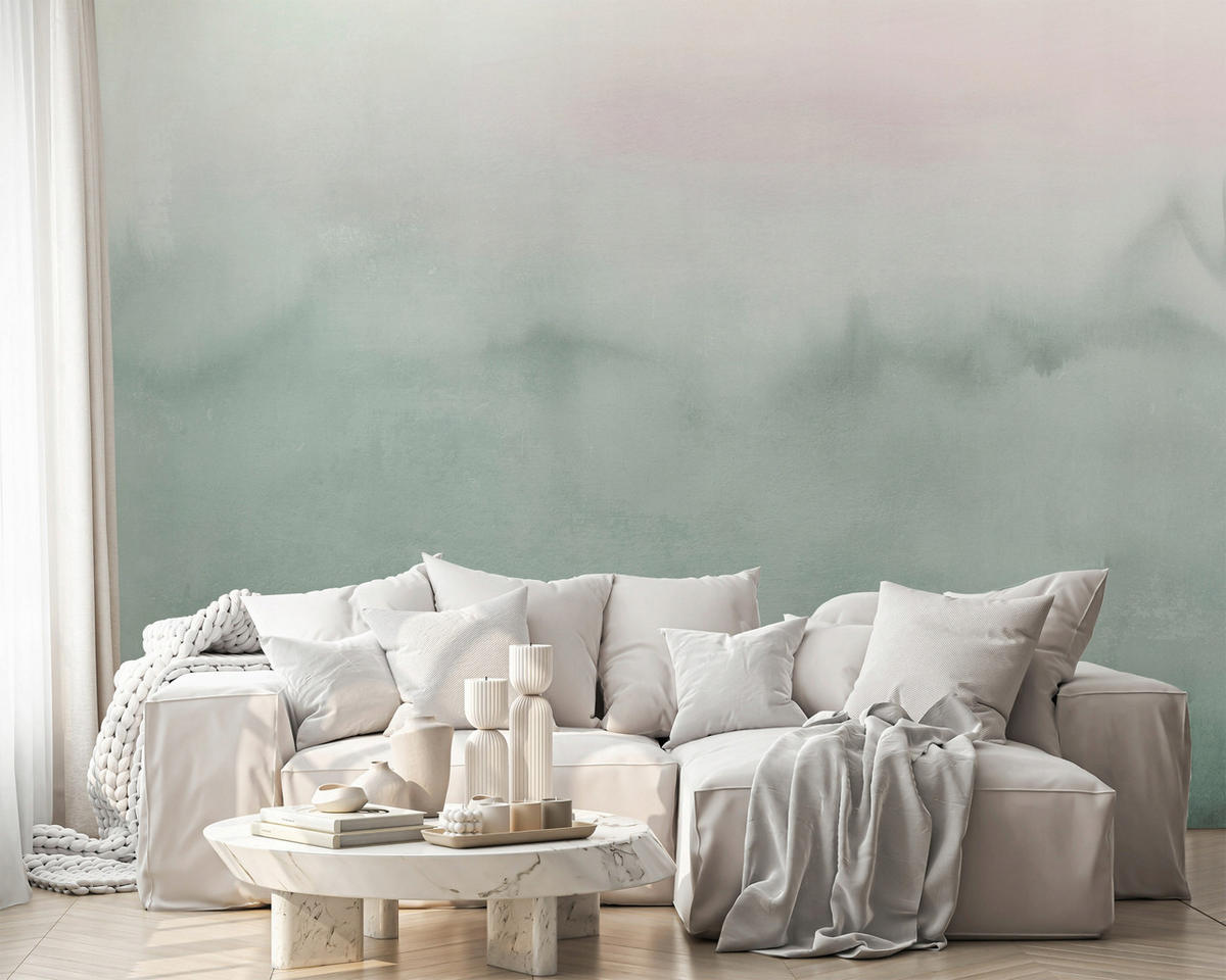 FOTOTAPETE Gradient Beton Grün 368x254 cm - Multicolor, Textil (368/254cm) - Wallarena