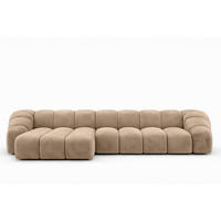 ECKSOFA Modulare L-Form, Veloursstoff Bluvel, Latte, Links, CROISSANT XL - Hellbraun, Holz (340/190cm) - Kaiser Möbel