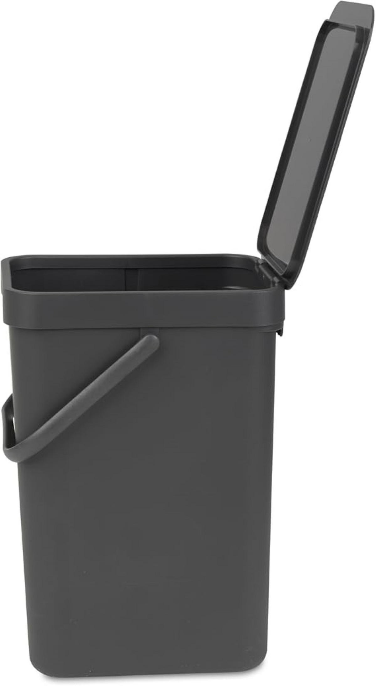 MÜLLEIMER Mit Stay Open Deckel 12 Liter 35 x 20 x 24,9 cm Kunststoff Dunkelgrau - Grau, Kunststoff (20/35/24.9cm) - PROREGAL