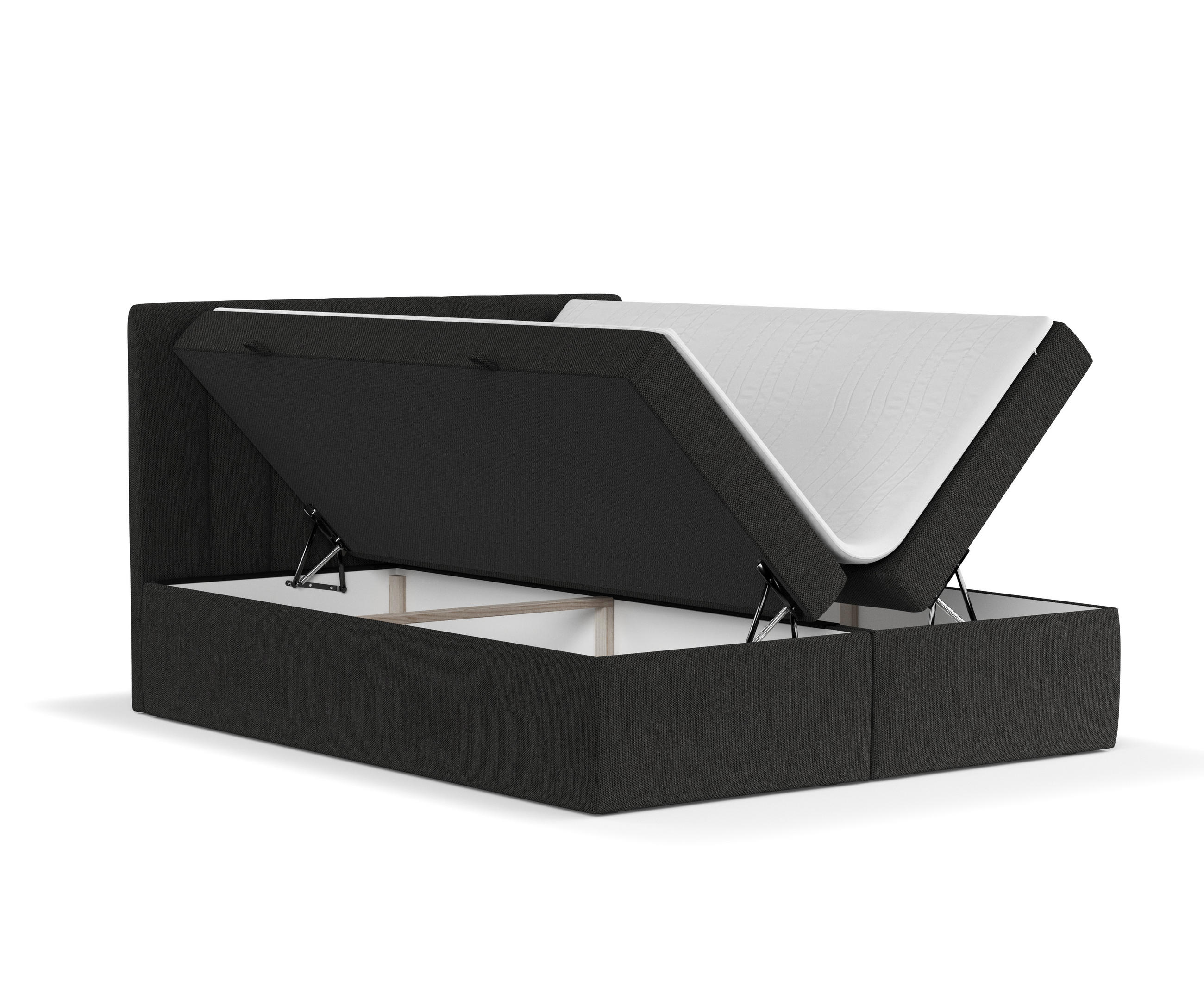 BOXBETT Novento Schwarz 140/200 cm mit Matratze und Topper - Schwarz, Holz/Holzwerkstoff (140/200cm) - Maison de Reve