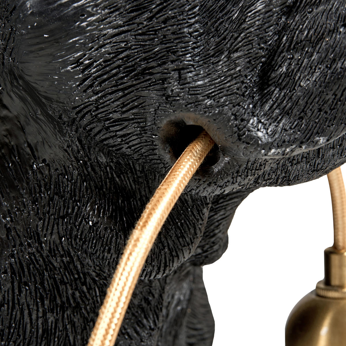 TISCHLAMPE Hund Schwarz Baxter - Messingfarben/Schwarz, Kunststoff (47/24/43cm) - Beliani