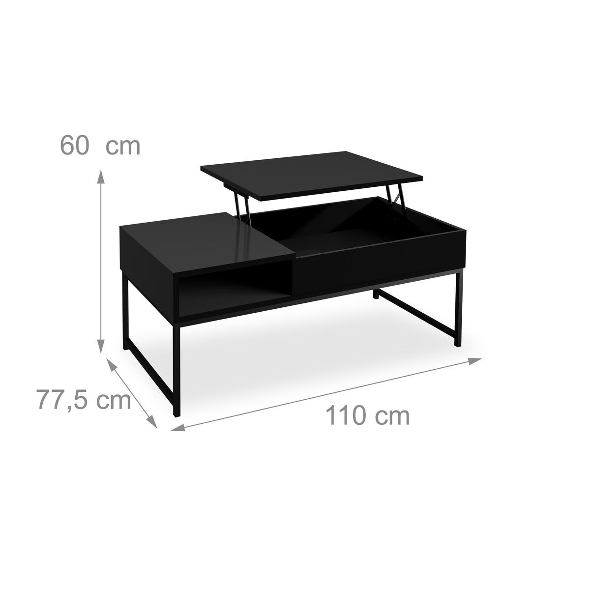 COUCHTISCH - Schwarz, Metall (50/110/56cm) - Relaxdays