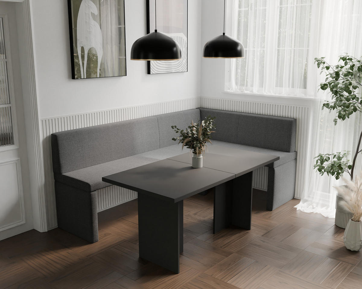 ECKBANK rechts OWEN Webstoff, 128/168 cm Dunkelgrau - Dunkelgrau, Holz/Textil (128/168cm) - Idohome