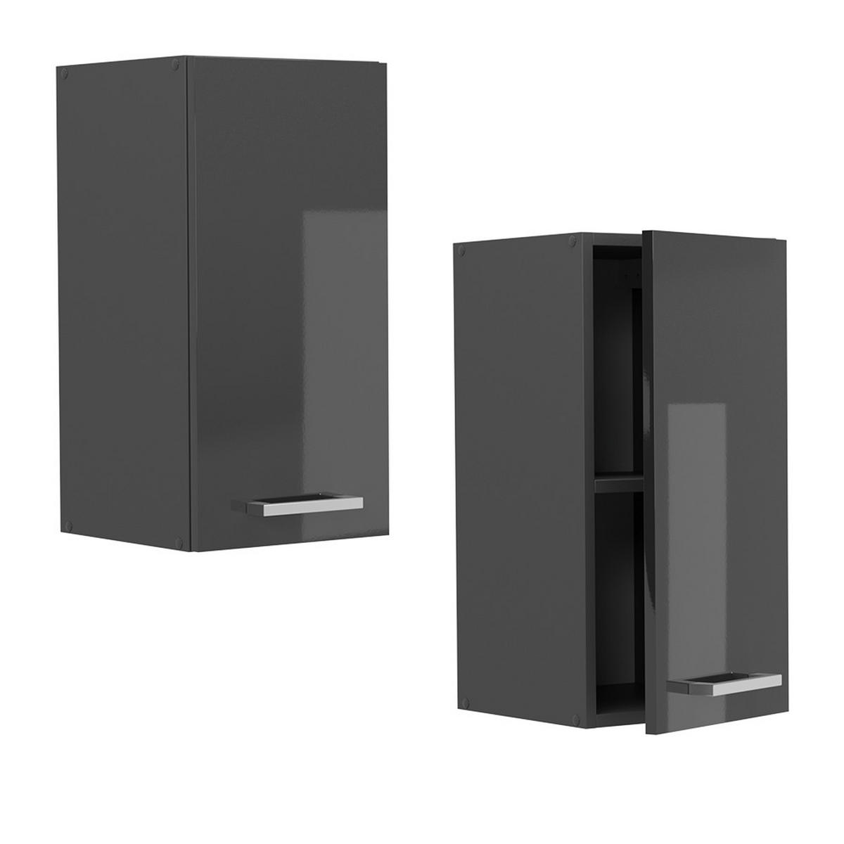 HÄNGESCHRANK R-Line Anthrazit Hochglanz 30 cm - Schwarz Hochglanz/Anthrazit, Holzwerkstoff (30/60/31cm) - Vicco