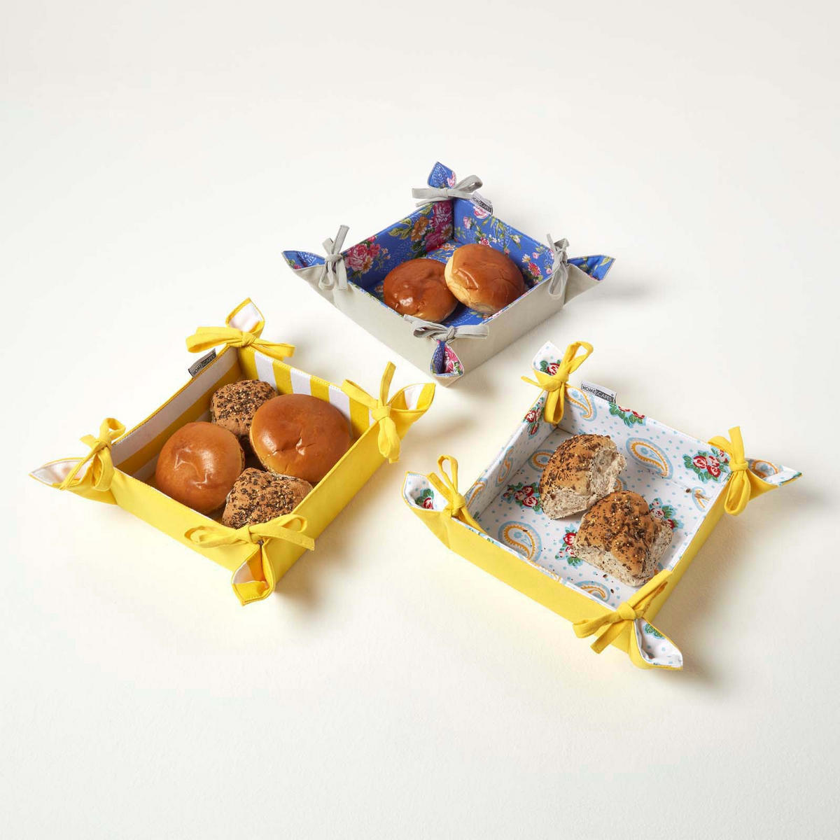 BROTKORB Streifen – faltbar mit Wende-Design - Hellgelb, Textil (22/7/22cm) - Homescapes