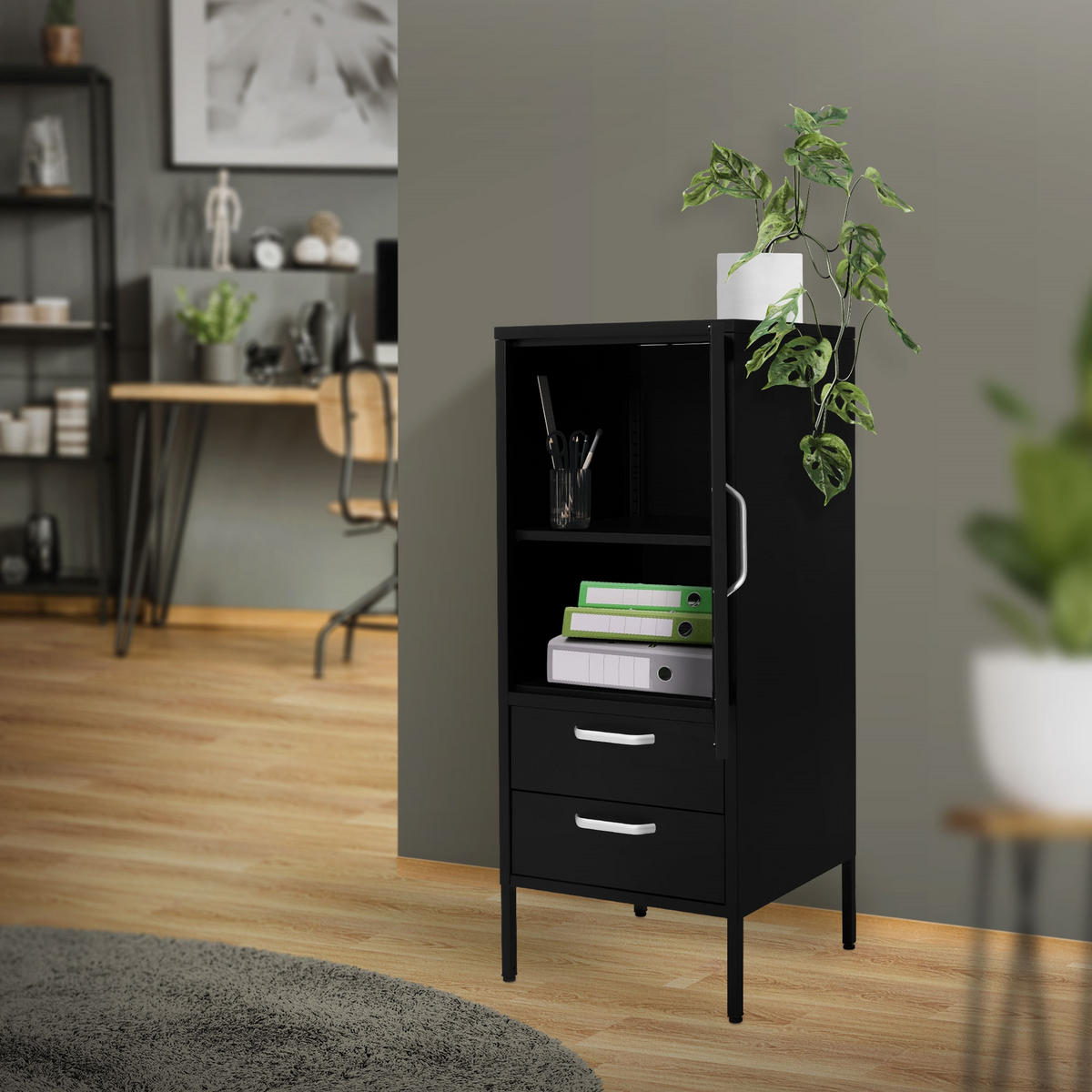 VITRINENSCHRANK Schwarz 42/40/102 cm - Schwarz, Metall (40/102/42cm) - ML-DESIGN