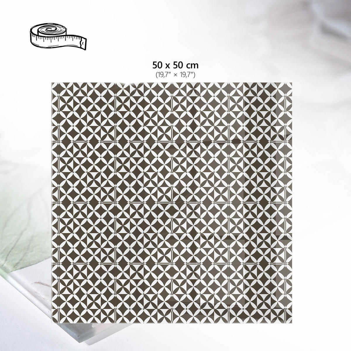 TISCHPLATTE 50x50 cm – Geometrisches Mosaik - Weiß, Glas (0.4/50/50cm) - Wallfluent