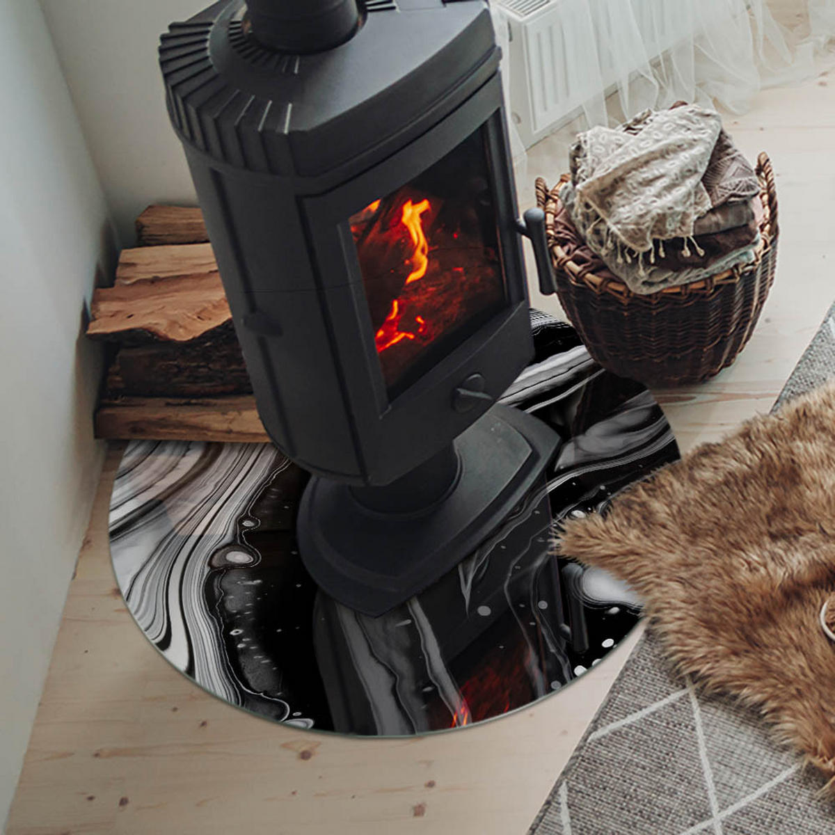 GLASPLATTE für Kamin Ø 70 cm - Multicolor, Glas (70/70/0.4cm) - TULUP