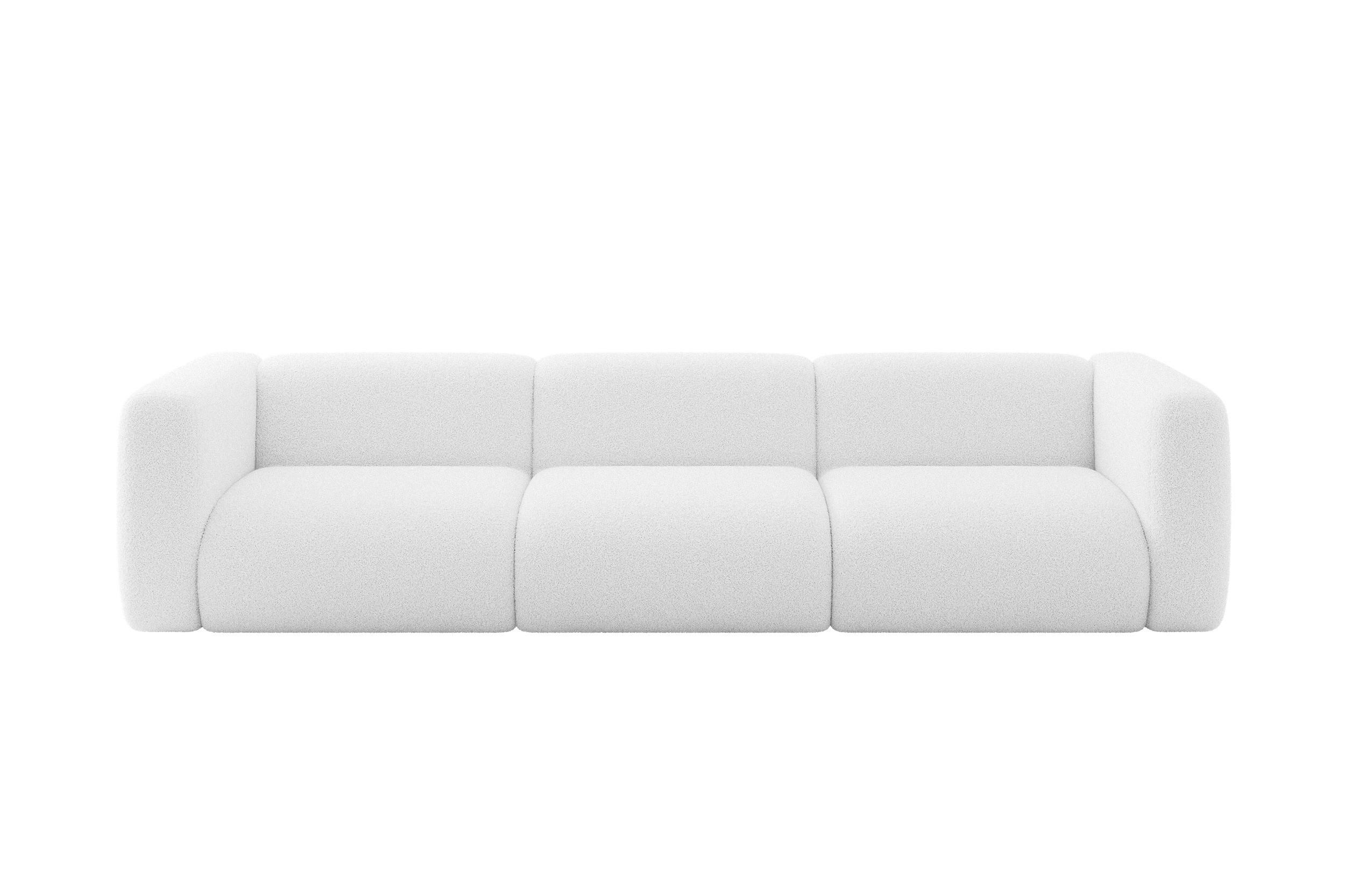 ALTDECOR MODULÁRNÍ pohovka MIRA-S2, 3místná, 319 × 89 × 70 cm, bílá, bouclé