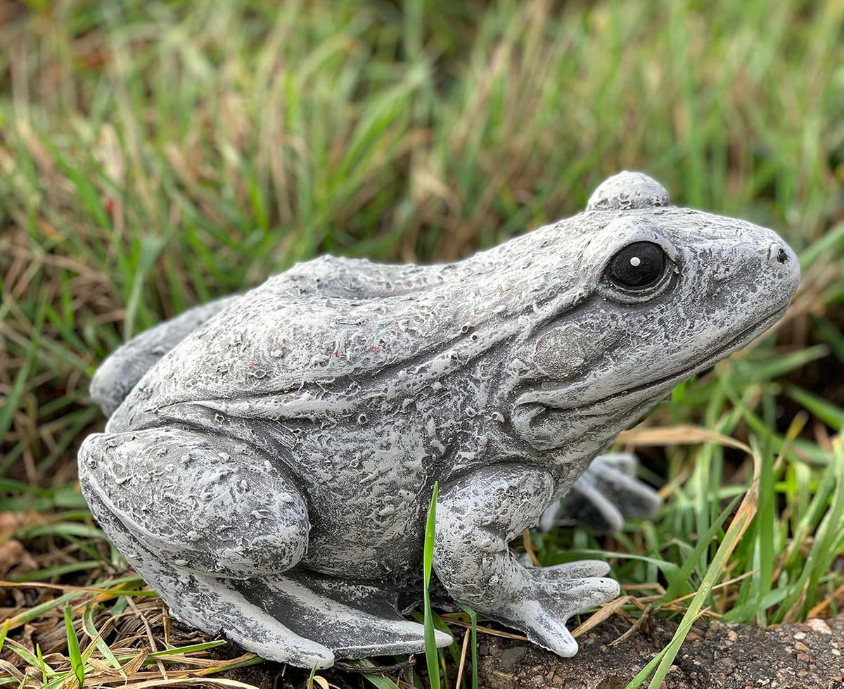 STEINFIGUR Frosch naturgetreu frostfest Steinguss - Grau, Stein (14/13/23cm) - stoneandstyle