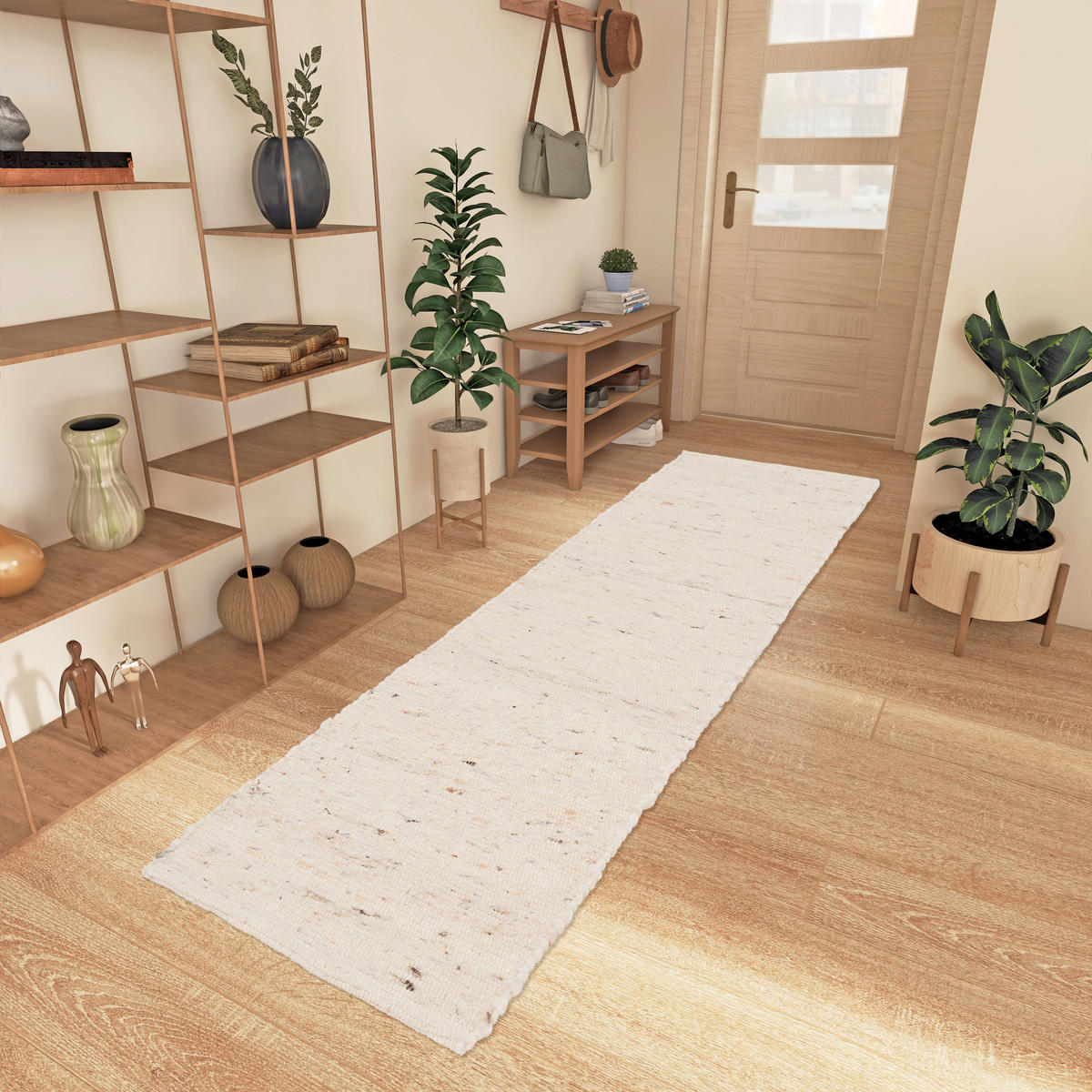 NATUR TEPPICH LÄUFER WOLLE ALASKA MELIERT - Beige, Textil (90/160cm) - Pergamon