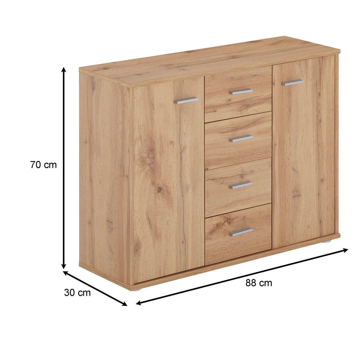 SIDEBOARD JAMIE - Eiche Wotan, Holzwerkstoff (88/70/30cm) - CARO-Möbel