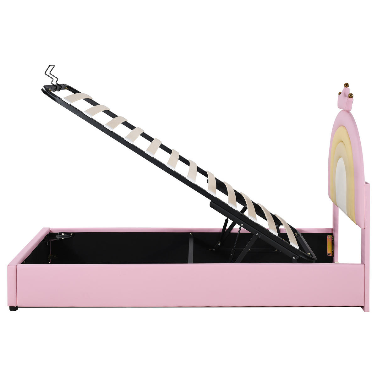 POLSTERBETT 90/200 cm Rosa mit höhenverstellbarem Kopfteil und Lattenrost - Rosa, Kunststoff (90/200cm) - OKWISH