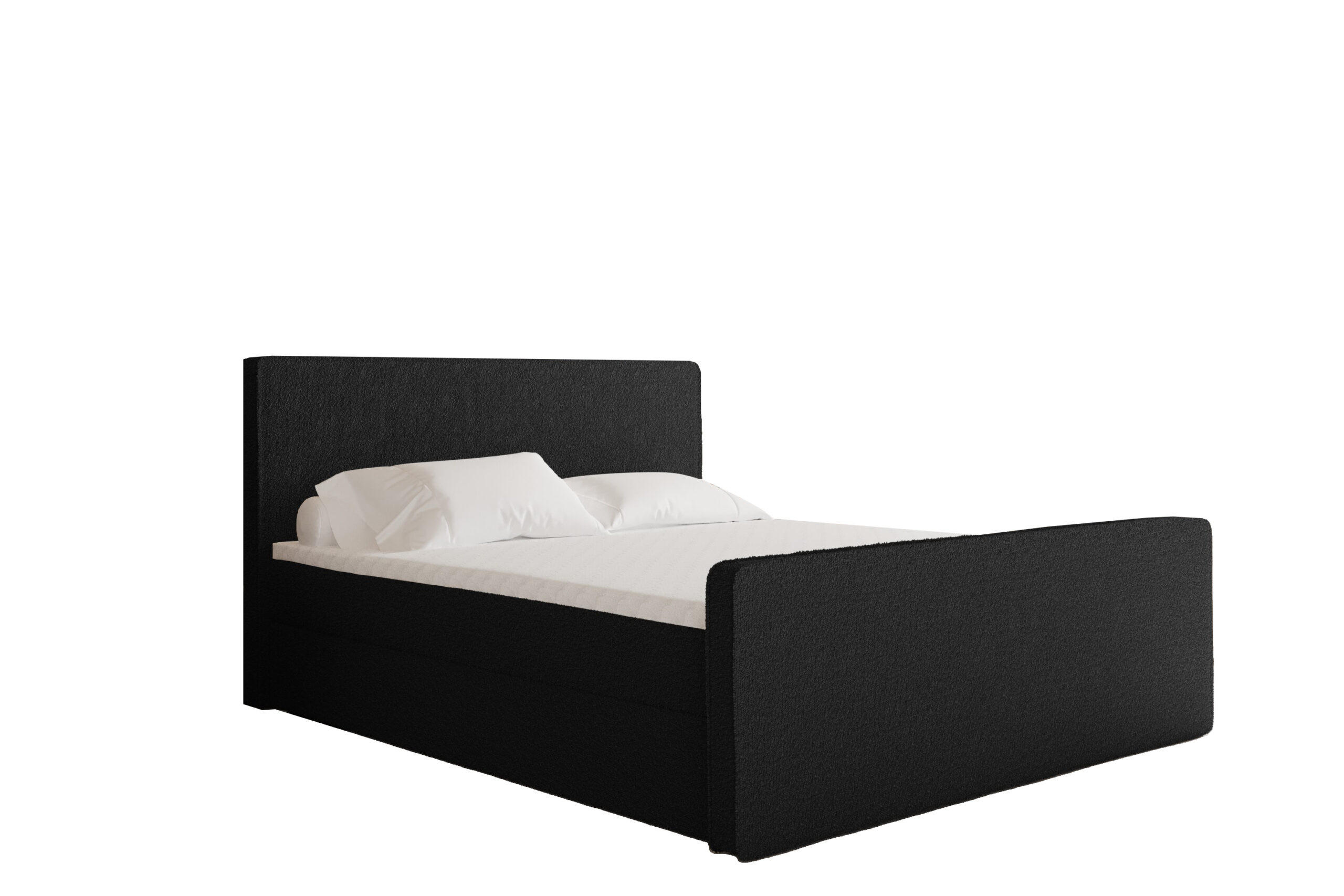 BOXBETT mit Bettkasten Matratze Topper LAGUNE Stoff Loop Schwarz 140x200 cm H2-Pocket - Schwarz, Holz/Holzwerkstoff (140/200cm) - Kaiser Möbel