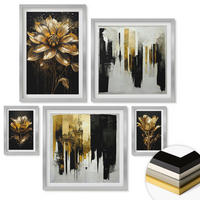 WANDBILDER 5er Set - 50x50 cm & 20x30 cm & 40x60 cm Silberner Rahmen - Blumenbrücke – Lebensinspiration - Silberfarben, Kunststoff (40/60cm) - ArtPrintCave