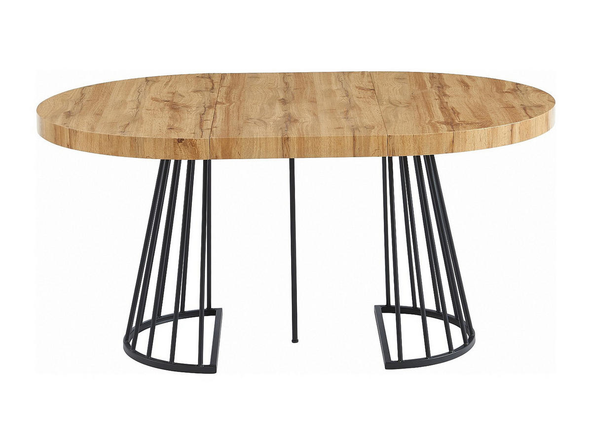 ESSTISCH ausziehbar - 2 bis 12 Personen - MDF & Stahl - Holzfarben & Schwarz - FIRELA - Schwarz/Naturfarben, Holz (260/110/76cm) - Vente-Unique