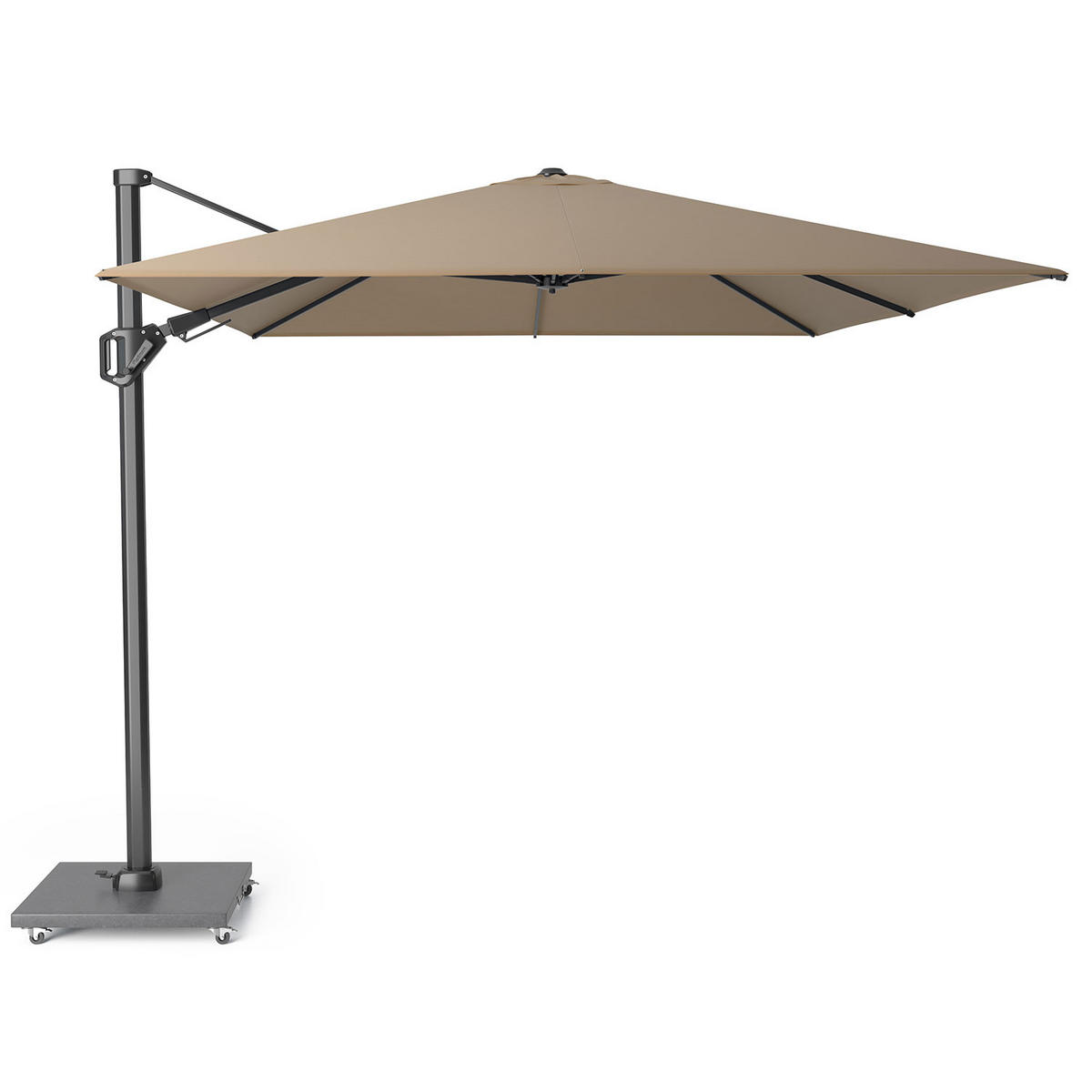 AMPELSCHIRM rechteckig 3.5 x 2.6 m Challenger T² Basic 360° kippbar taupe/anthrazit - Taupe, Metall (260/350cm) - Platinum