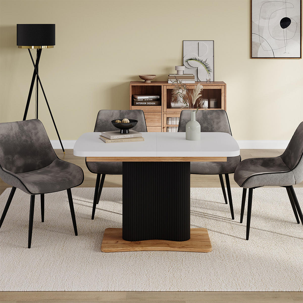 JÍDELNÍ STŮL Fenaro Bílý/zlatý dub - bílá/medově dubová, kompozitní dřevo (80/120/77.4cm) - Vicco