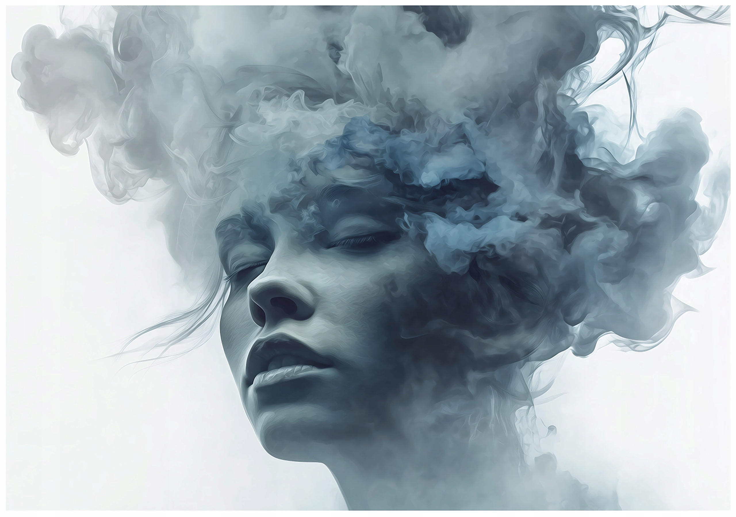 FOTOTAPETE Frau Gesicht Blau 200x140 cm - Multicolor, Papier (200/140cm) - Wallarena