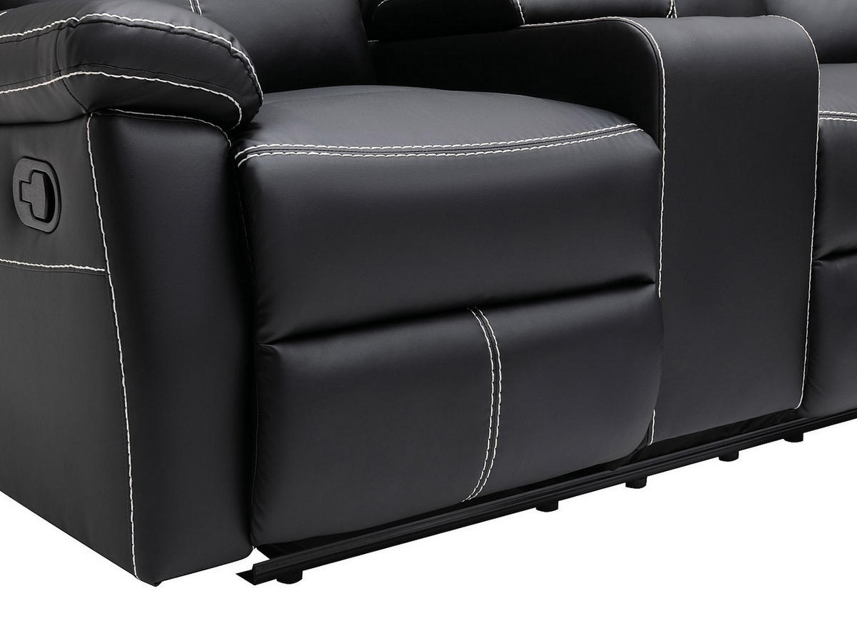 RELAX-ECKSOFA - Kunstleder - Schwarz - CANBY - Schwarz, Leder (253/223cm) - Vente-Unique