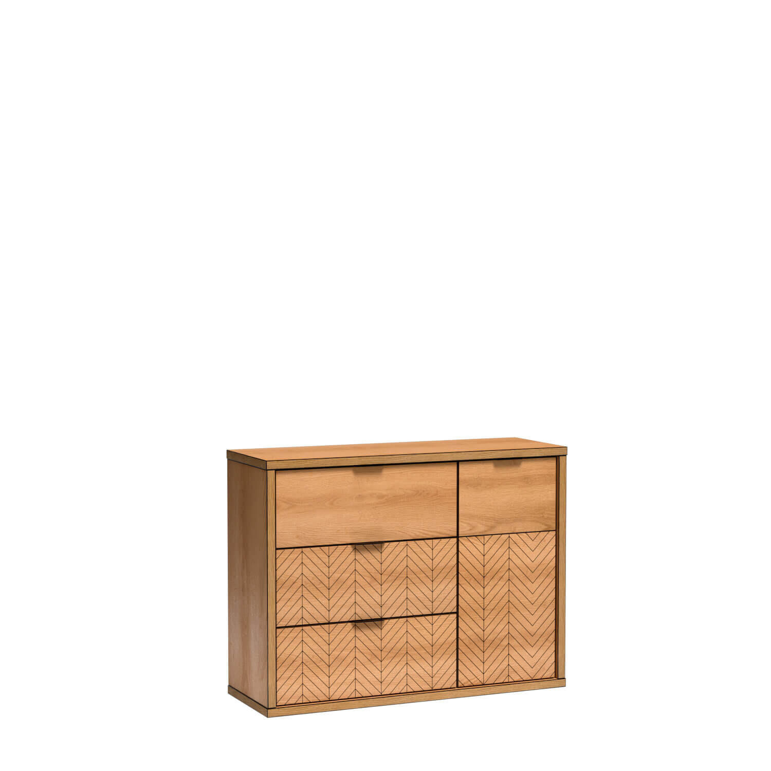 KOMMODE Fonti F-5 Karamell-Eiche - Eichefarben, Holzwerkstoff (117.5/90/40.6cm)