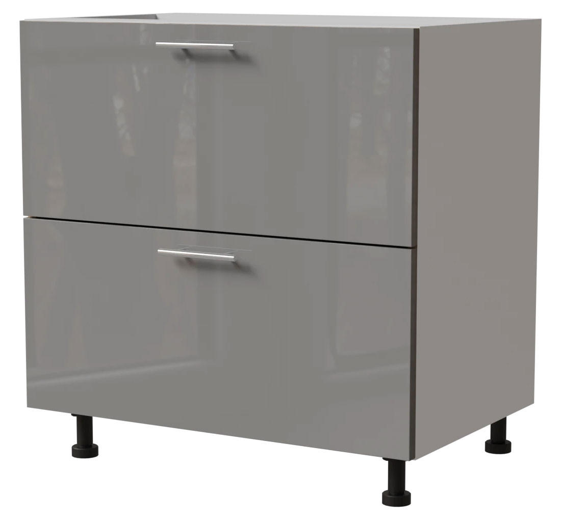 SCHUBLADENUNTERSCHRANK Essen D2A/80/1A X Hochglanz / Grau Matt 80 / 50 / 82cm - Weiß Hochglanz/Grau, Holz/Holzwerkstoff (80/82/50cm) - Feldmann-Wohnen