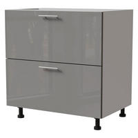 SCHUBLADENUNTERSCHRANK Essen D2A/80/1A X Hochglanz / Grau Matt 80 / 50 / 82cm - Weiß Hochglanz/Grau, Holz/Holzwerkstoff (80/82/50cm) - Feldmann-Wohnen