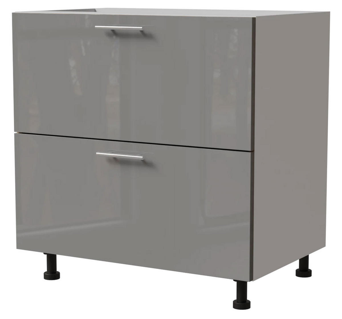 SCHUBLADENUNTERSCHRANK Essen D2A/80/1A X Hochglanz / Grau Matt 80 / 50 / 82cm - Weiß Hochglanz/Grau, Holz/Holzwerkstoff (80/82/50cm) - Feldmann-Wohnen