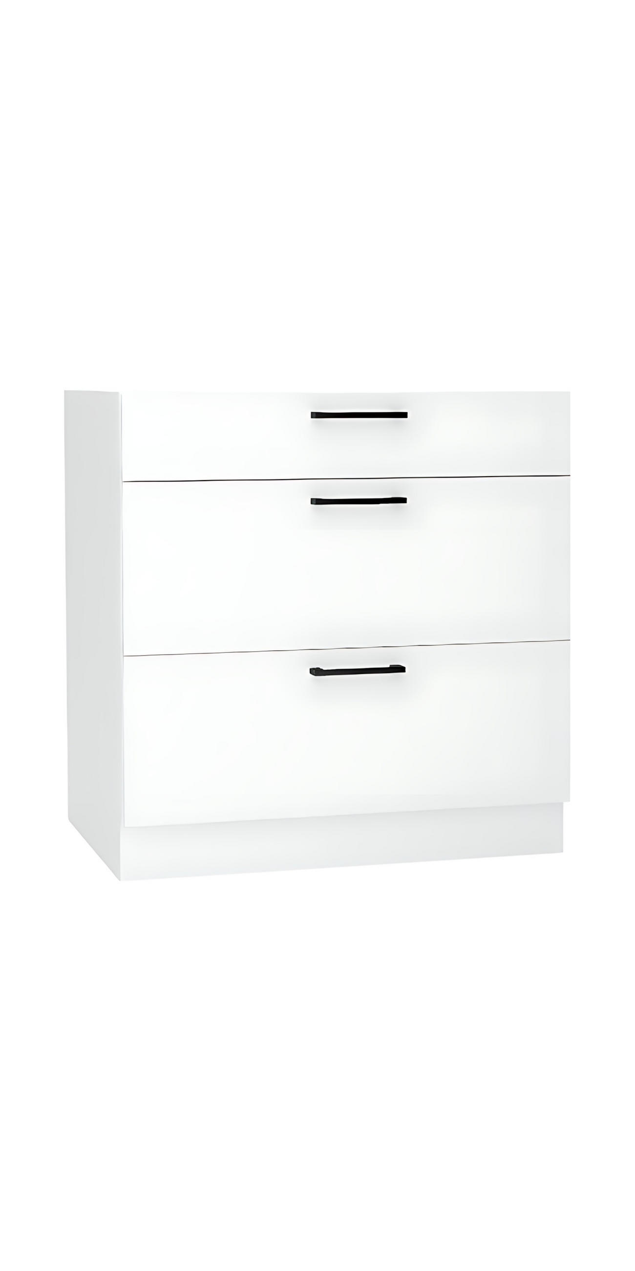 UNTERSCHRANK D80S3 - Morvex - 3 Schubladen für effiziente Organisation - Weiß, Holz/Metall (80/82/52.4cm) - ROYAL24_MARKT