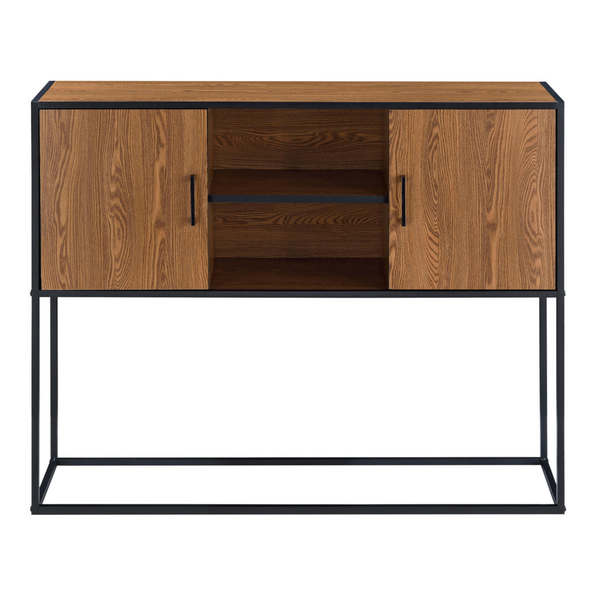 SIDEBOARD Motala - Dunkelbraun/Schwarz, Holzwerkstoff/Metall (108.5/90/30cm) - [en.casa]