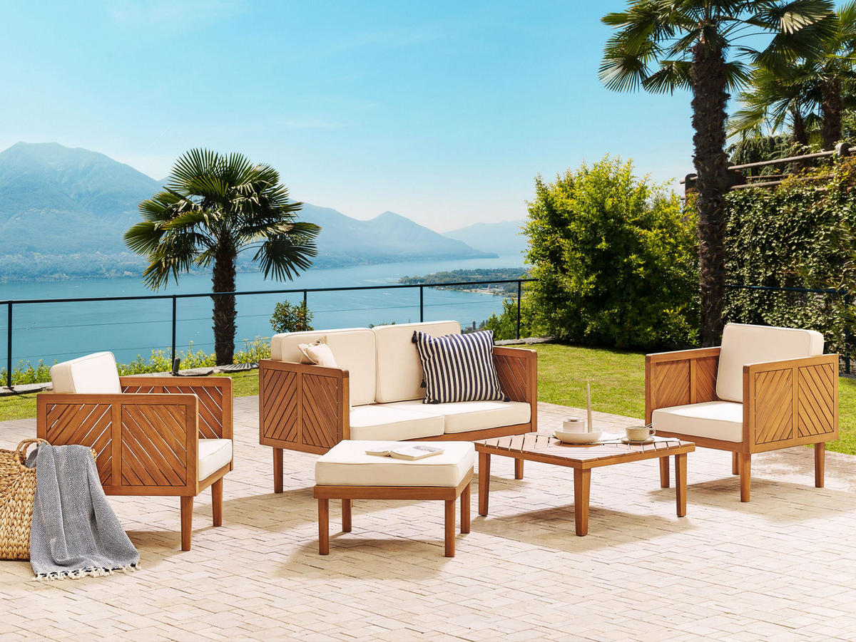 LOUNGE-SET 4-sitzer Akazienholz Hellbraun Baratti - Hellbraun, Holz - Beliani