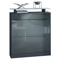 SCHUHSCHRANK Fiesta Fronten in Grau Hochglanz, Griffmulden in Grau Hochglanz - Grau, Holzwerkstoff (89/104/23cm) - Vladon