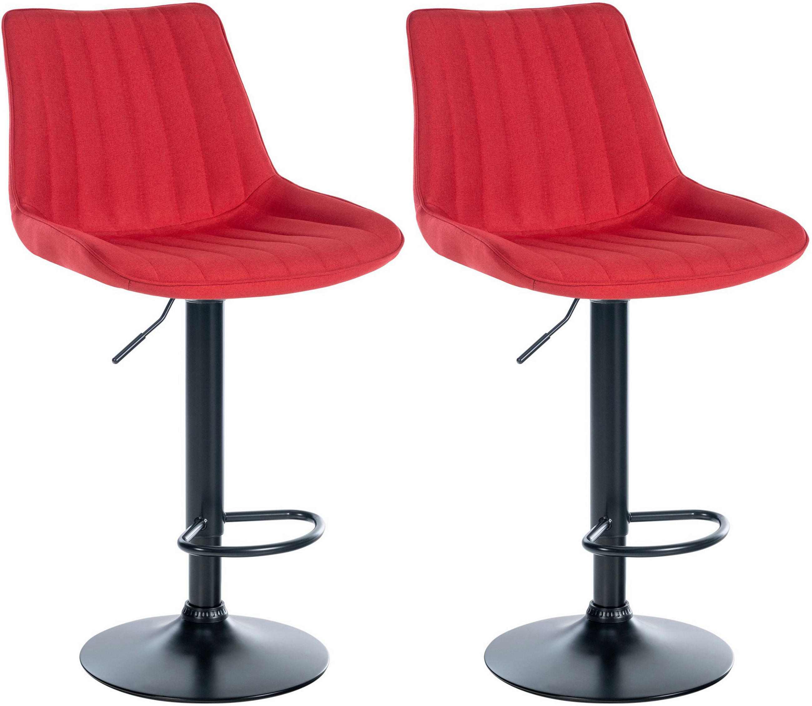 BARHOCKER 2er Set Tolor Stoff schwarz rot - Rot/Schwarz, Textil/Metall (49.5/112/50cm) - TPFLiving