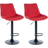 BARHOCKER 2er Set Tolor Stoff schwarz rot - Rot/Schwarz, Textil/Metall (49.5/112/50cm) - TPFLiving