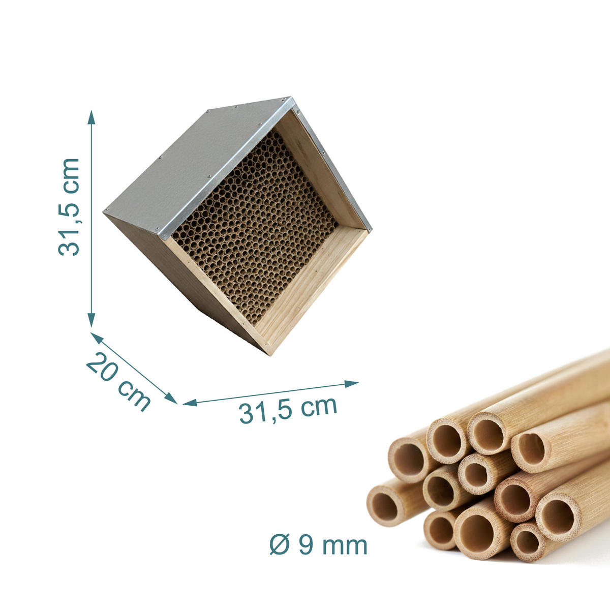 BIENENHOTEL - Hellbraun, Holz/Papier (31.5/31.5/20cm) - Relaxdays