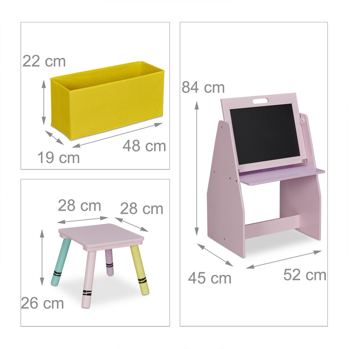 KINDERREGAL - Rosa, Holz/Holzwerkstoff (52/84/45cm) - Relaxdays
