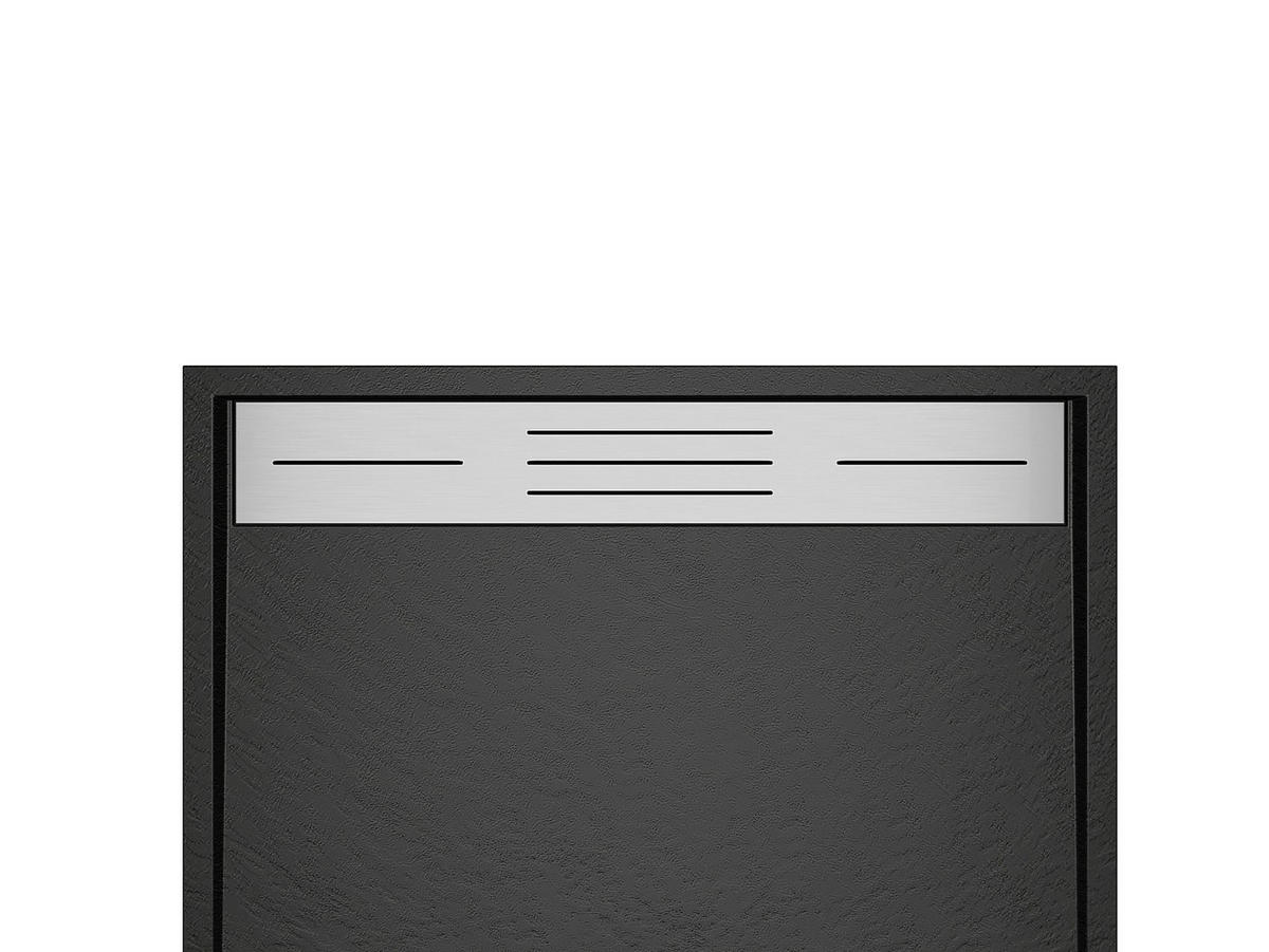 DUSCHWANNE - 140 cm x 90 cm - Harz - Schwarz - LYROSA - Schwarz, Kunststoff (90cm) - Vente-Unique
