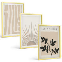 BILDER SET 3er Set - 40x60 cm Goldrahmen - Abstrakte Pflanzenmuster - Goldfarben, Kunststoff (40/60cm) - TULUP