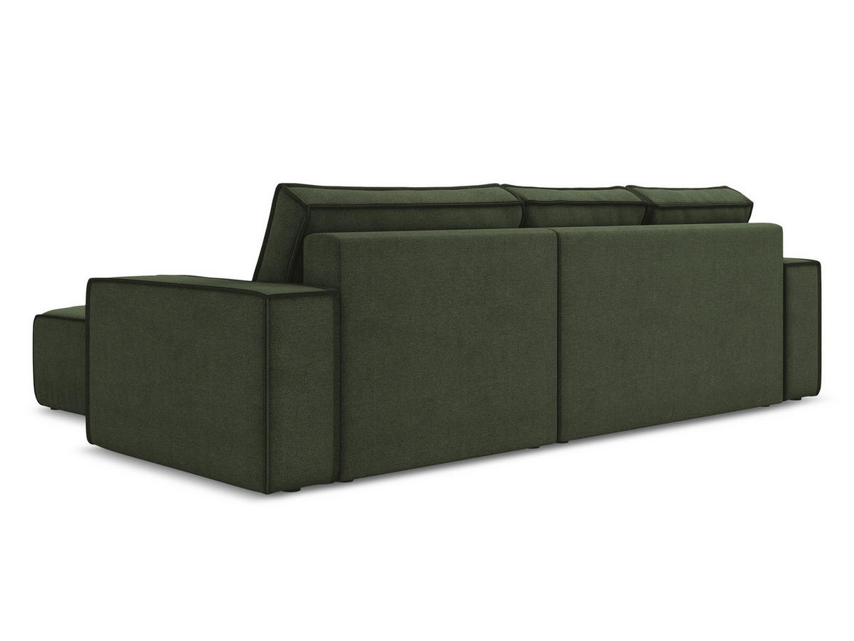 ECKSOFA mit Schlaffunktion Strukturstoff Stoff Grün - Schwarz/Olivgrün, Kunststoff/Textil (290/185cm) - Makamii