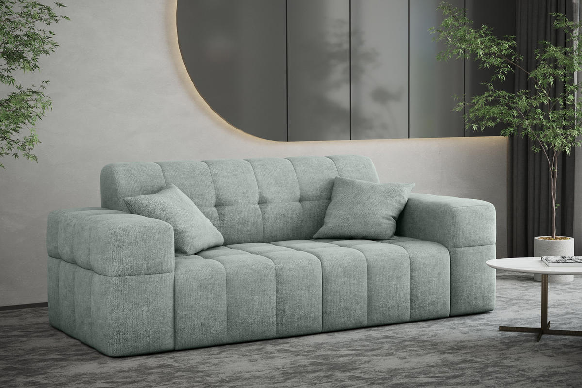 SOFA 2 Sitzer NIMES Stoff Perfect Harmony Mintz - Mintgrün, Holz/Kunststoff (183/82/92cm) - Kaiser Möbel