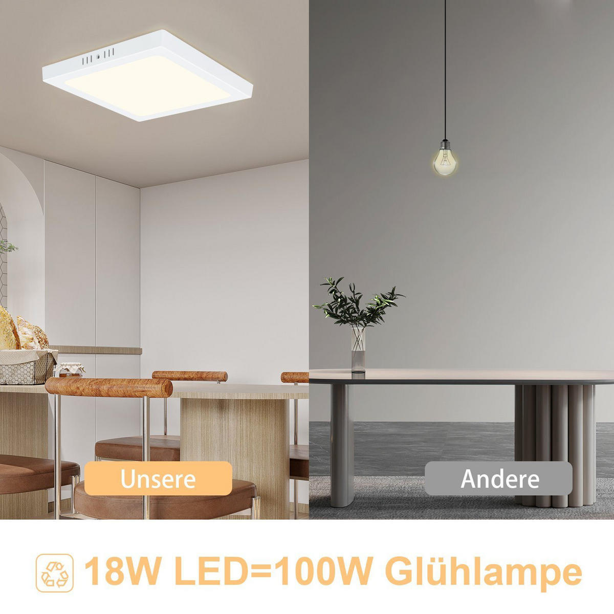 LED-DECKENLEUCHTE Heracles 23/23/4cm - Weiß, Kunststoff (23/23/4cm) - ZMH