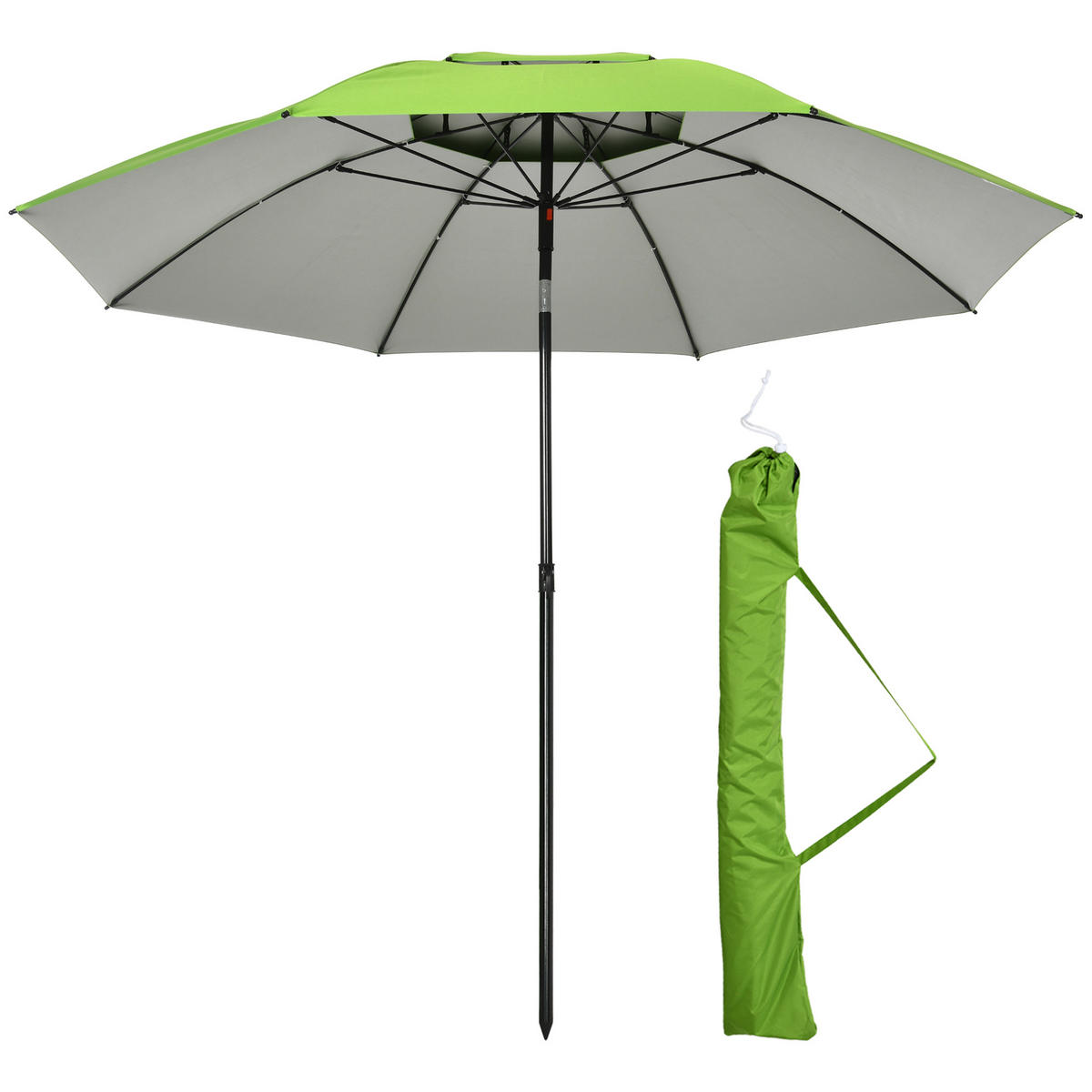 SONNENSCHIRM DE-11450 neigbar, UV-Schutz, 8 Streben Grün - Grün, Textil (185/185cm) - ComfortXL
