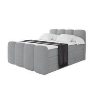 BOXSPRINGBETT mit Matratze H3/H4 - NINA-Z KING - 160x200 cm Grau - Silberfarben, Holzwerkstoff (160/200cm) - ALTDECOR