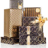 GESCHENKPAPIER Set Schwarz-Gold 6 Blatt 70 x 50 cm - Multicolor, Papier (50/50/70cm)