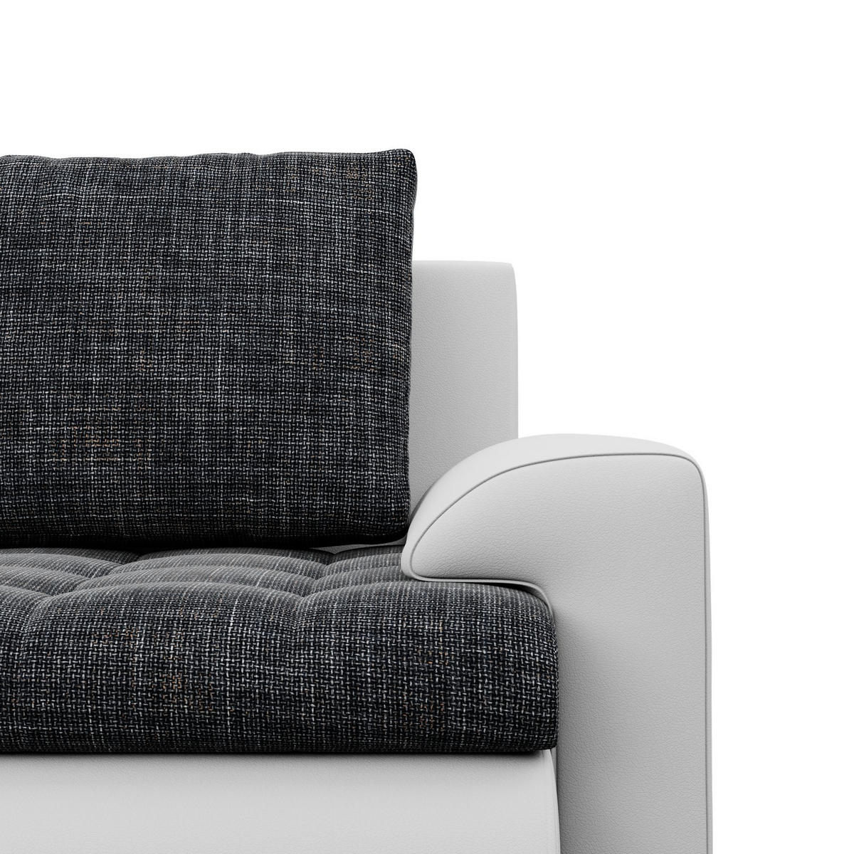 ECKSOFA LINKS MIT SCHLAFFUNKTION FORESTA, Schwarz + Grau - Schwarz/Grau, Textil (230/159cm) - Mebligo