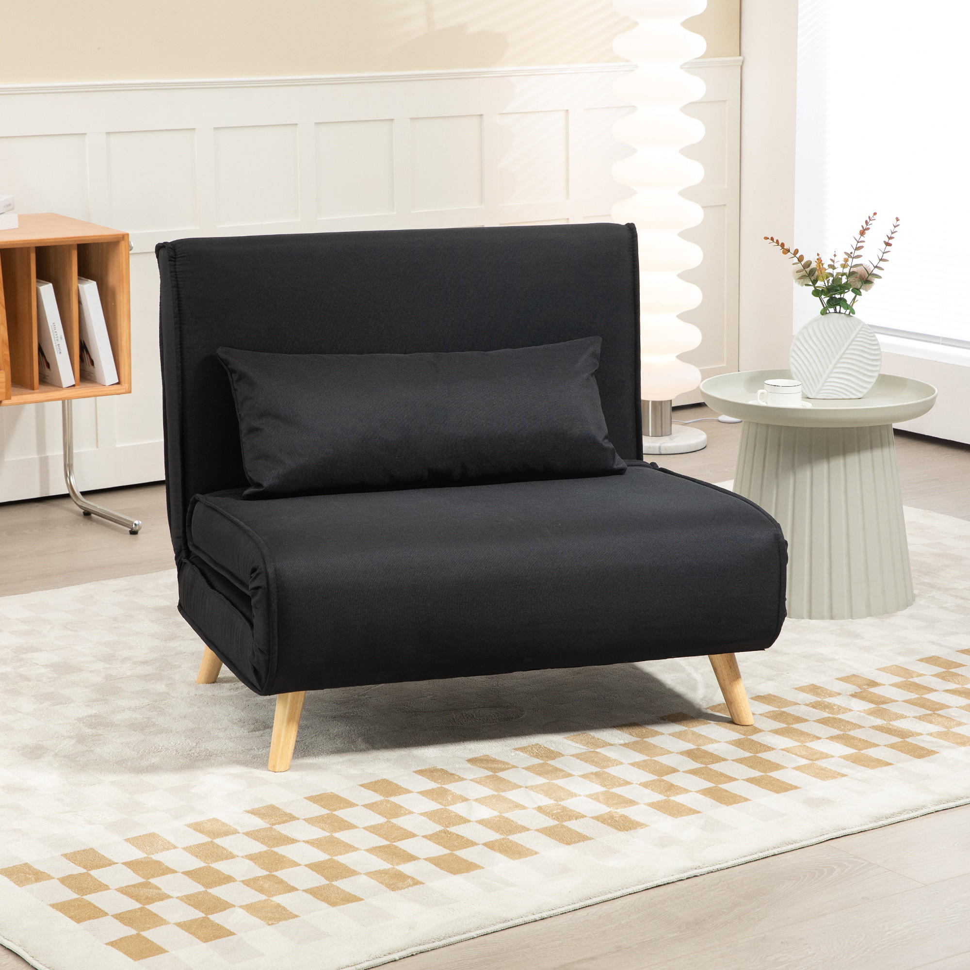 EINZELSOFA, Schlafsofa, Sofabett - Schwarz, Textil (78/80/94cm) - HOMCOM