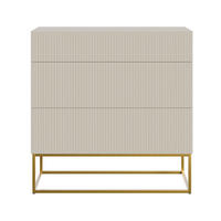 KOMMODE Veldio Greige mit 3 Schubladen 90 cm - Taupe/Goldfarben, Holzwerkstoff/Metall (90/90/38cm) - Selsey