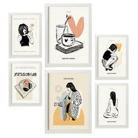 POSTER Set Mit 6 Schwarze Tinte Liebe Größe A3 & A4 Weißer Rahmen - Weiß, Papier (29.7/1cm) - Nacnic